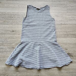 Ann Taylor Loft Black White Striped Dress Womens Medium Drop Waist Sleeveless